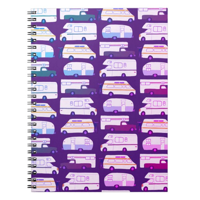 Vanlife Camping Camper RV Trailer Pattern Notebook (Front)