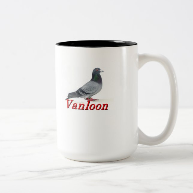 Vanloon Racing Pigeons Two-Tone Coffee Mug (Right)