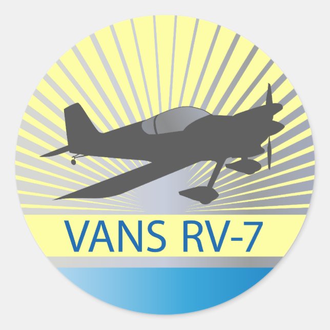 Vans RV-7 Aeroplane Classic Round Sticker (Front)