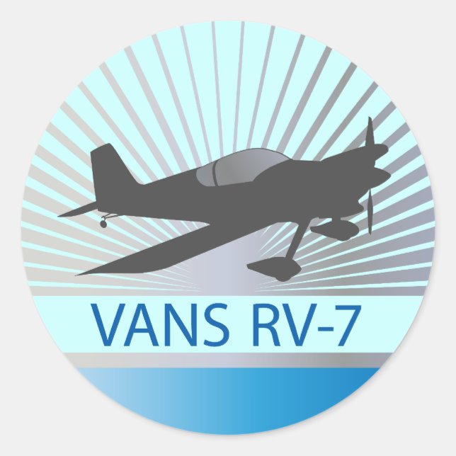 Vans RV-7 Aeroplane Classic Round Sticker (Front)