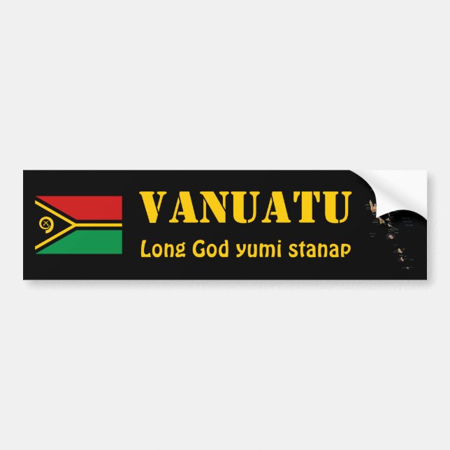 Vanuatu Flag + Map Bumper Sticker (Front)
