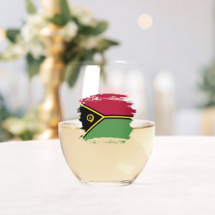 Vanuatu flag stemless wine glass