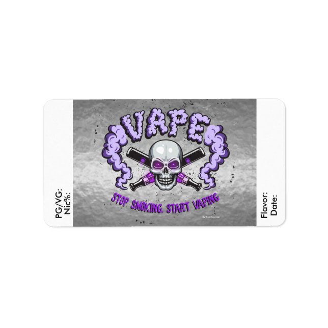 Vape | DIY E-Juice Label Purple Skull  by VapeGoat (Front)