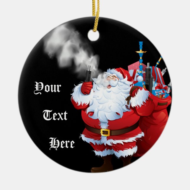 VAPE | Merry Vaping Christmas  Santa Claus Vaping Ceramic Tree Decoration (Front)
