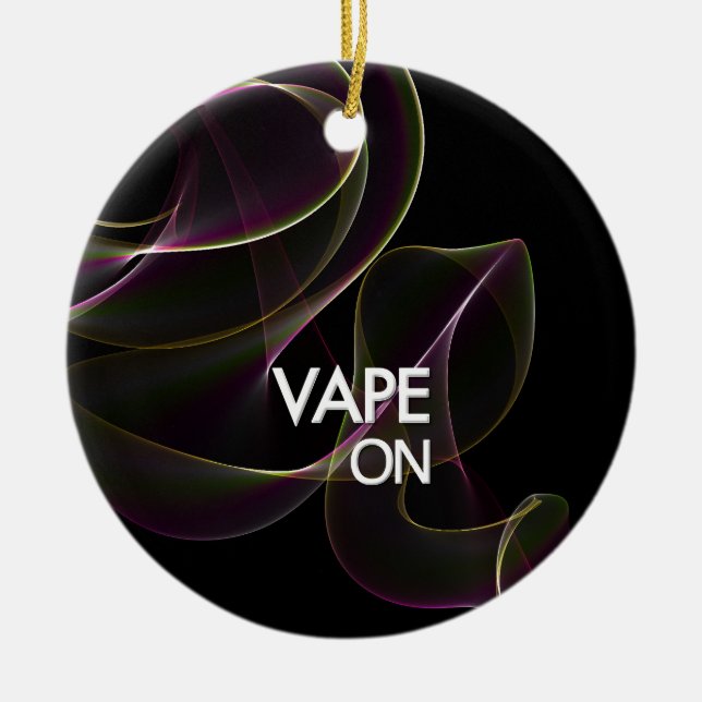 Vape On Lime Smoke Ceramic Tree Decoration (Front)