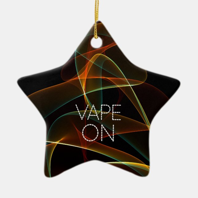 Vape On Orange Green Smoke Ceramic Tree Decoration (Front)