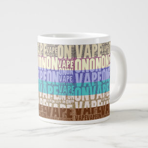 Vape On Typography Tan Turquoise Large Coffee Mug