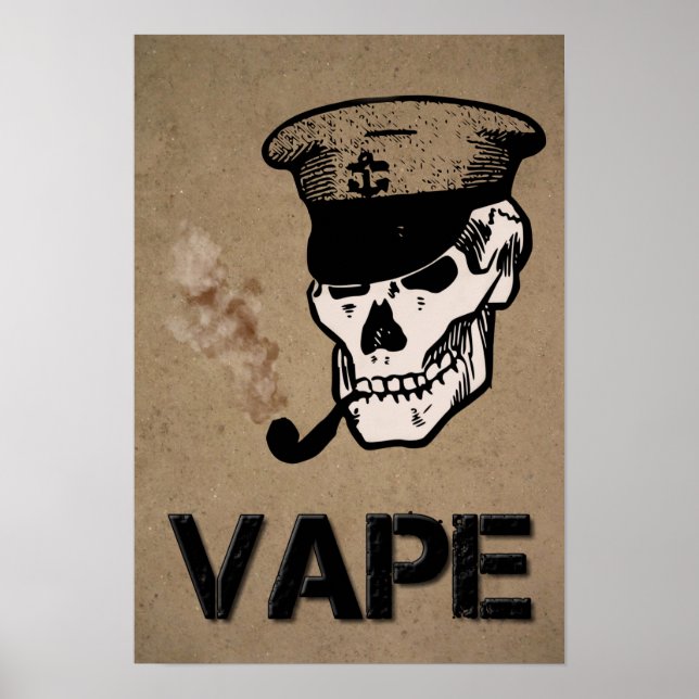 Vape Skull Smoke Grunge Poster (Front)