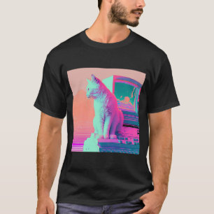 Vaperwave Aesthetic Glitch Cat Retrowave Synthwave T-Shirt