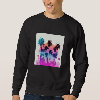 Vaperwave Aesthetic Glitch Palm Retrowave Synthwav Sweatshirt