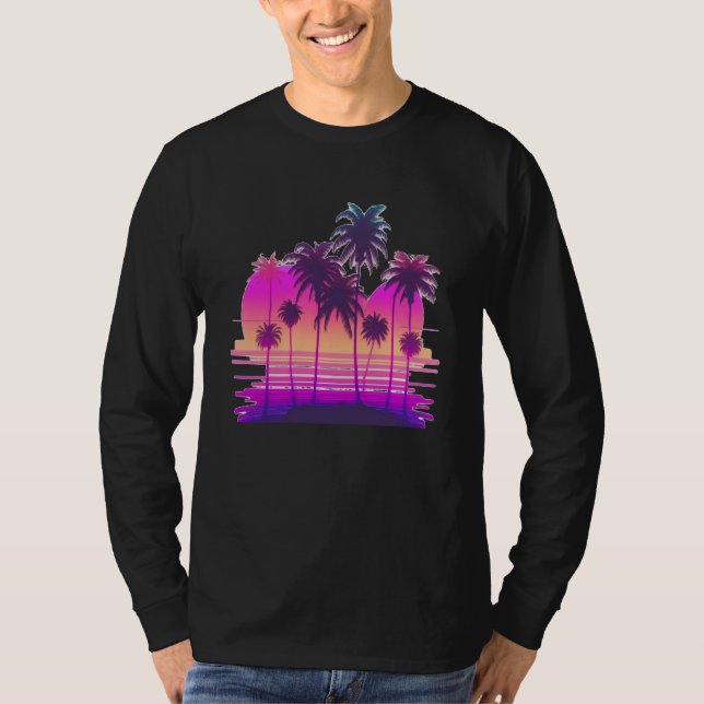 Vaperwave Aesthetic Glitch Palm Retrowave Synthwav T-Shirt (Front)