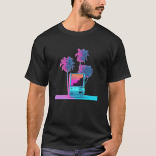 Vaperwave Aesthetic Glitch Palm Tree Retrowave Syn T-Shirt