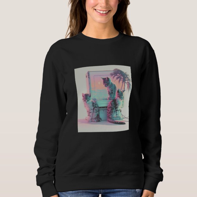 Vaperwave Aesthetic Glitch Retrowave Synthwave Sweatshirt (Front)