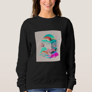 Vaperwave Aesthetic Glitch Sushi Retrowave Synthwa Sweatshirt