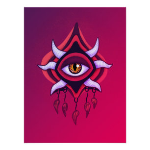 Vaporware Demon Eye - Colourful Gothic Poster