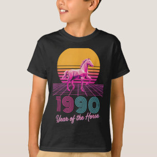 Vaporwave 1990 Year Of The Horse Lunar Rider Zodia T-Shirt
