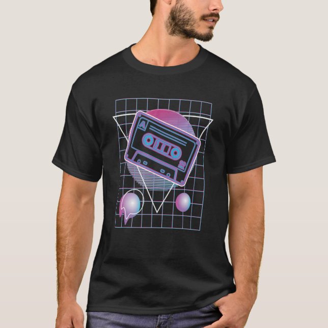 Vaporwave 80s 90s Mixtape Cassette Tape Music Retr T-Shirt (Front)