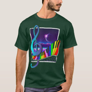 Vaporwave 90s Music Synthwave Colourful Keyboards T-Shirt