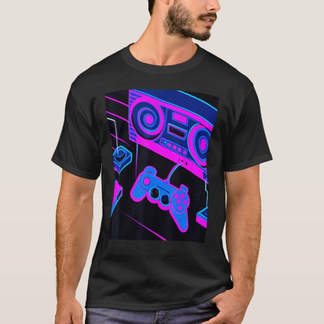 Vaporwave Aesthetic Gaming Console Controller T-Shirt (Front)