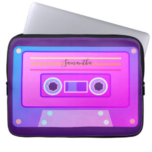 Vaporwave Aesthetic Gradient Purple y2k Cassette Laptop Sleeve