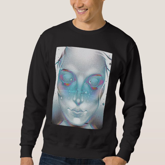 Vaporwave Aesthetic Synthwave 80s VHS Glitch Space Sweatshirt (Front)