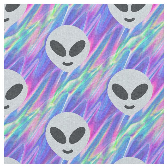 vaporwave alien emoji fabric (Close Up)