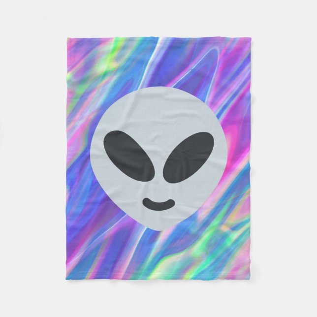 vaporwave alien emoji fleece blanket (Front)