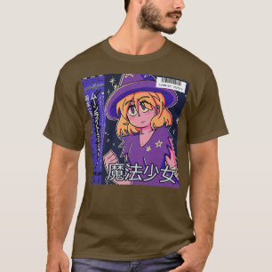 Vaporwave Anime girl Aesthetic 80s halloween witch T-Shirt