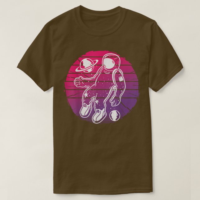 Vaporwave astronaut floating net to some planets,  T-Shirt (Design Front)