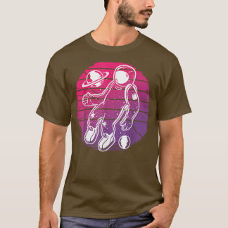 Vaporwave astronaut floating net to some planets,  T-Shirt