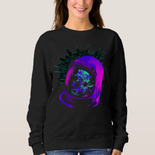 Vaporwave Astronaut Space Helmet with Skull Rave S Sweatshirt