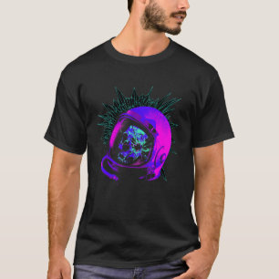 Vaporwave Astronaut Space Helmet with Skull Rave S T-Shirt