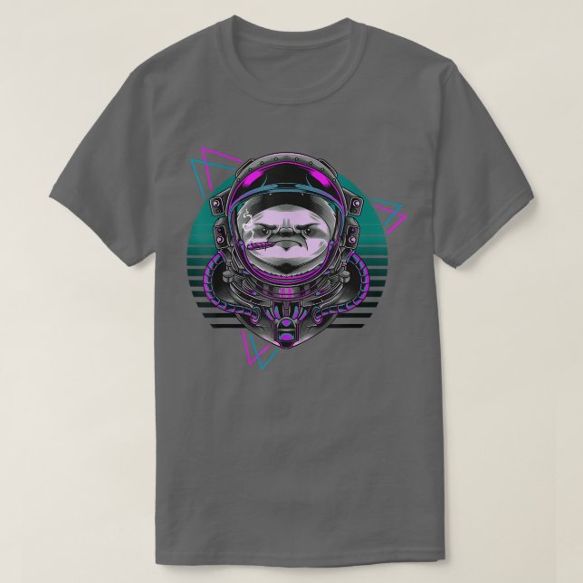 Vaporwave Astronaut Synthwave 80s Art Sloth Retro  T-Shirt (Design Front)