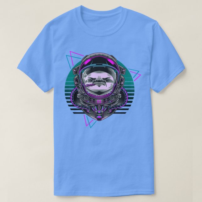 Vaporwave Astronaut Synthwave 80s Art Sloth Retro  T-Shirt (Design Front)