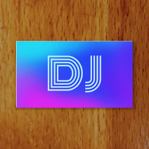 Vaporwave Bold Font Blue Purple DJ Business Card