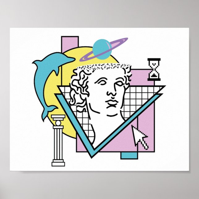 Vaporwave Clean Cartoon Aesthetics Poster (Front)