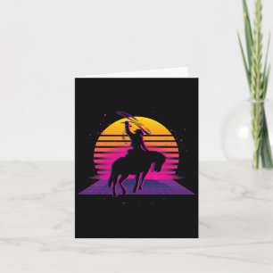 Vaporwave Country Western Horseback Riding Retro C Card