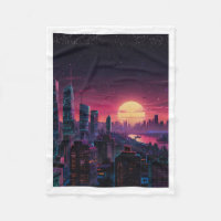 Vaporwave Cyberpunk Cityscape – Neon Skyline Art S