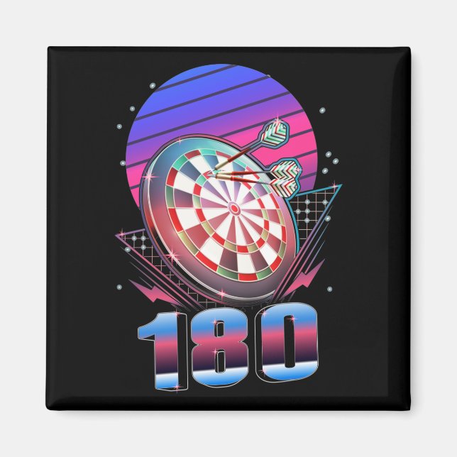 Vaporwave Dart Throwing Dartboard 180 Darts Magnet (Front)