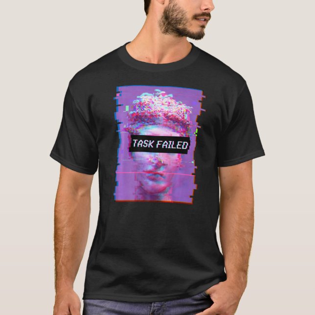 Vaporwave David Statue Sad Aesthetic Art Task Fail T-Shirt (Front)