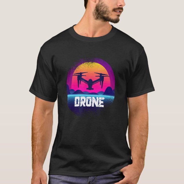 Vaporwave Drone Quadcopter Remote Control Flying A T-Shirt (Front)