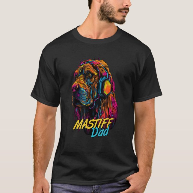 Vaporwave English Mastiff Dad Futuristic English M T-Shirt (Front)