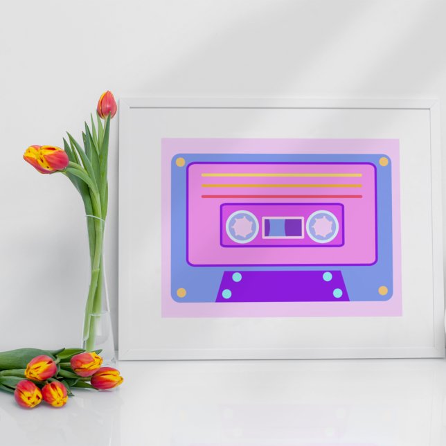 Vaporwave Esthetic Lilac 90s Audio Cassette Poster (Creator Uploaded)