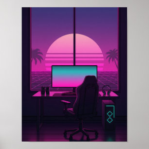 Vaporwave Gaming Desk Poster