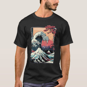 Vaporwave Glitch Aesthetic Great Wave off Kanagawa T-Shirt