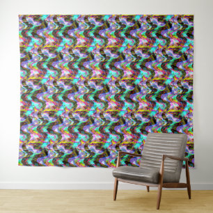 Vaporwave Glitch Stripe Tapestry