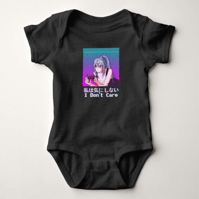 Vaporwave Japan Fashion Sad Gaming Anime Girl Baby Bodysuit (Front)