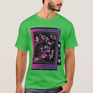Vaporwave Japan Style Japanese Cherry Blossom Saku T-Shirt