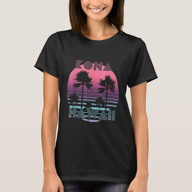 Vaporwave Kona Hawaii Sunset Sun Surf Throwback Re T-Shirt (Front)
