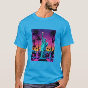 Vaporwave Liberty Palm City Retro T Shirt